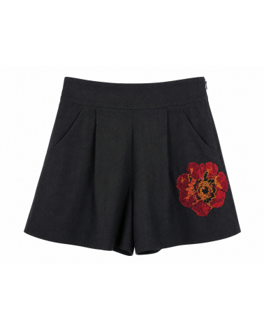 SHORT FLOR PUNTO DE CRUZ